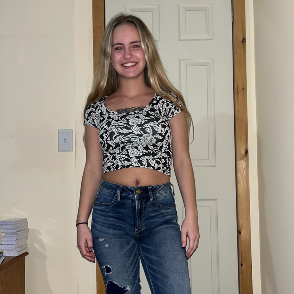 Black and white floral top